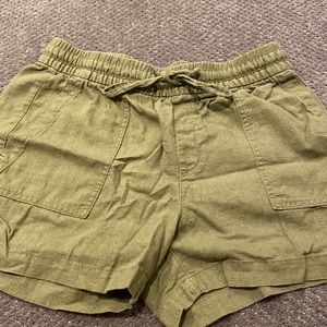 Green Linen Summer Shorts